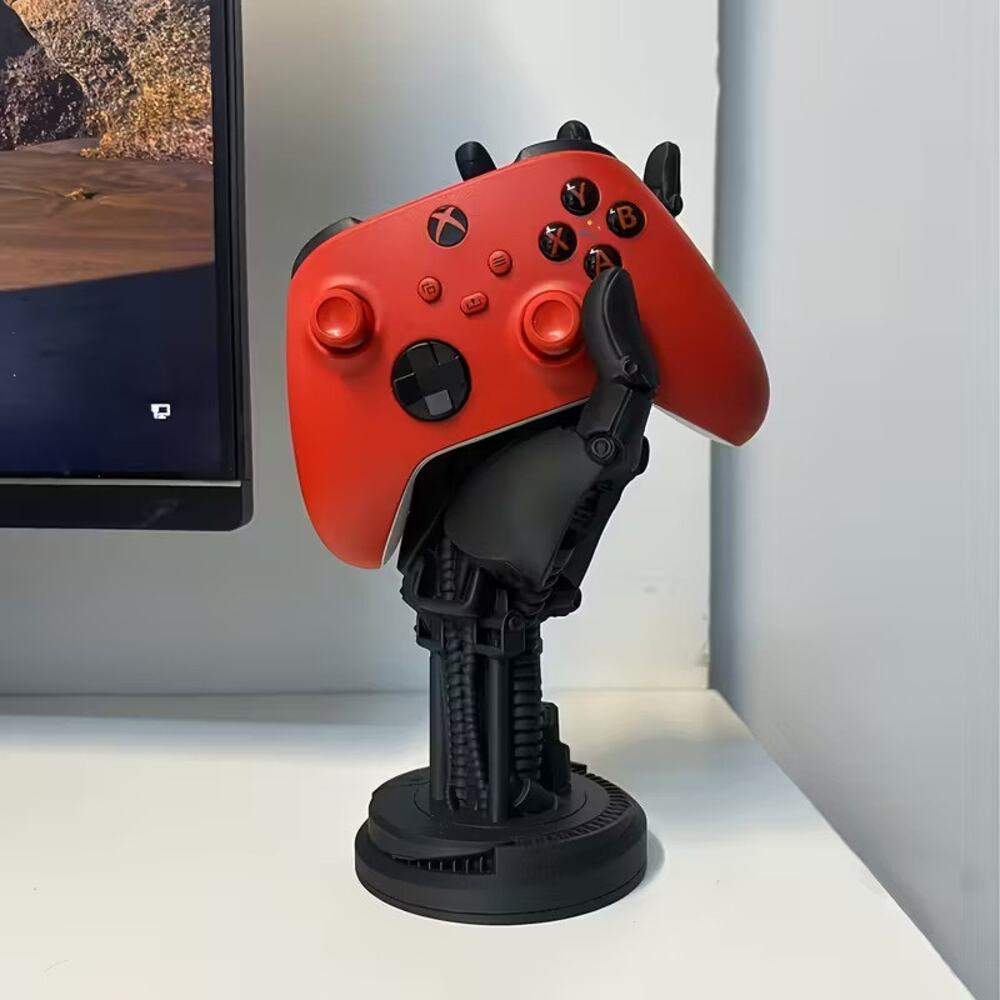 Cybernetic Robot Hand Statue Decor Video Game Controller Stand - Black